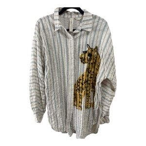 Anthropologie Blue and White Striped Blouse